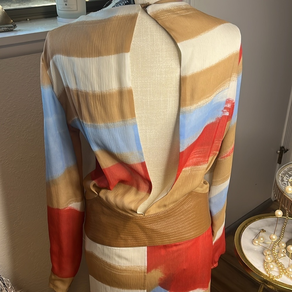 GIANNI VERSACE VINTAGE!! GORGEOUS SILK & LEATHER DRESS - Picture 11 of 14